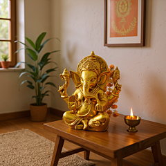 BRASS GANESH SITTING 8 INCH