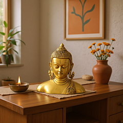 BRASS BUDDHA BUST 6 INCH 