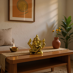 Brass Small Ganesha Idol Reading Book KBH00884