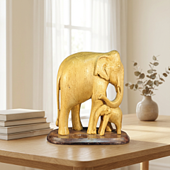 WOODEN ELEPHANT SHOWCASE