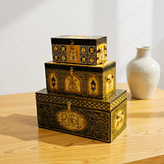 SET OF 3 WOODEN DECOR BOXES- WITH KALAMKARI WORK