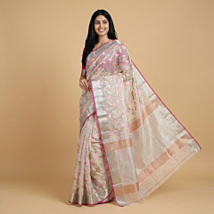 Handcrafted Kota Doria Saree | Light Pink