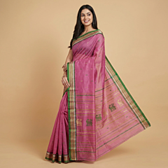 Handloom Jamdani Saree|Pink