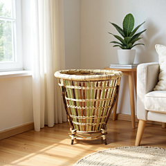 Handmade Lightweight Natural Bamboo Dustbin 