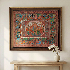 Handmade Tanned Leather Ramayana Painting