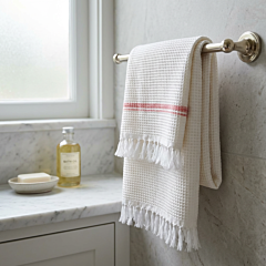 Handwoven Cotton Honey Comb Towel | White