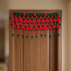 Handwoven Door Hanging-Red and Green Woolen Toran|35X10 cms