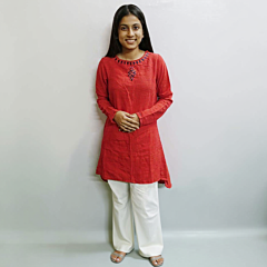 RED EMBROIDED KURTA FOR WOMAN