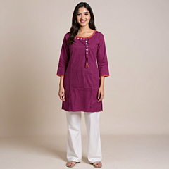 HAND EMBROIDERED BOAT NECK KURTA FOR LADIES