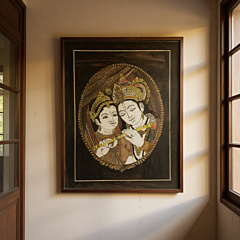 Radhakrishna Face Mysore Wooden Inlay 