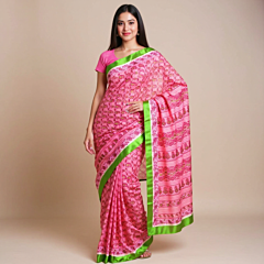 Bengal Garad Pink Mulberry Silk Saree