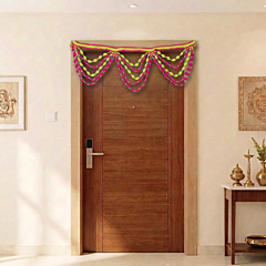 Handmade Door Hanging Woolen Toran|38X19 cms