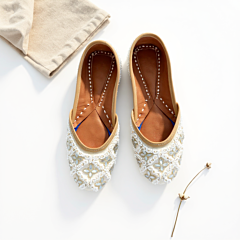 White color Punjabi tilla Jutti