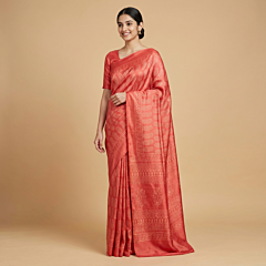 Handloom Viscose Silk Red Saree