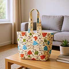 Handmade Kashmiri Embroidered Velvet Tote Bag for Women  Ethnic Floral Handbag, Traditional Handcrafted Shoulder Bag 