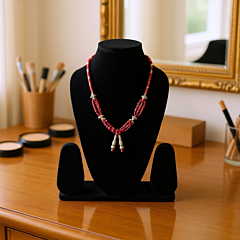 Handmade Beaded Fancy Necklace| Red