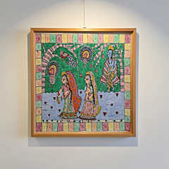 Handcrafted Madhubani Painting – Divine Love of Radha Krishna