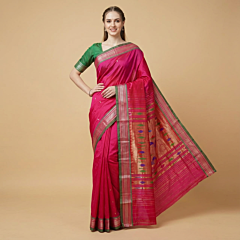 Handloom Paithani Silk Magenta Saree