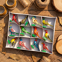 Handcrafted Wooden Bird Toys | Set of 12
