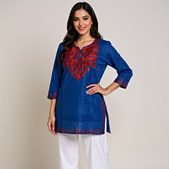 Women Embroidered Pure Cotton Short Kurta  