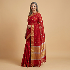Handloom Khadi Linen Zari Butta Saree