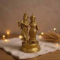 Goddess & God RADHA KRISHNA Idol - Big - Home Decor - Brass Item