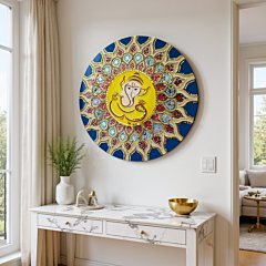 wooden mirror lippan ganesh frame 