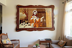 Jesus Christ Wood Inlay Panel