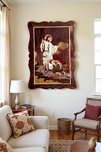 Jesus Christ 2 Wood inlay panel