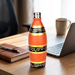 Hand-Painted Terracotta Water Bottle
