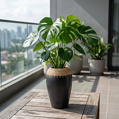 Handcrafted Exterior Decor Vase|Black