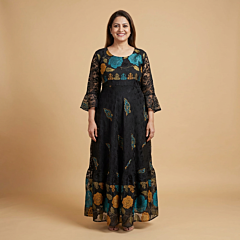 Handcrafted Black Long Frock | XL