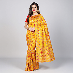 Santarms Printed Saree for Women Cotton Silk Saree Sari with Unstitched Blouse Piece