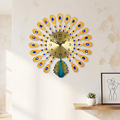 Metal peacock wall clock