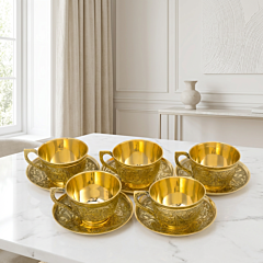 Handcrafted Brass Cup & Saucer Set