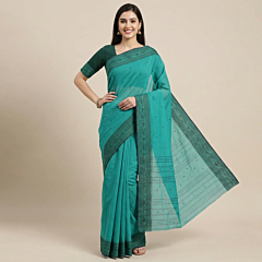 Handloom Cotton Sea Green Saree 