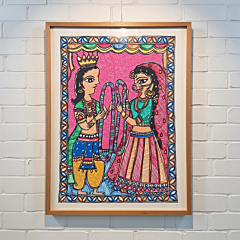 HANDMADE  MADHUBANI MITHILA PAINTING  RADHA KRISHNA 