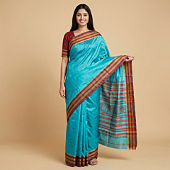 Pure Handloom Jamdani Saree | Electric Blue