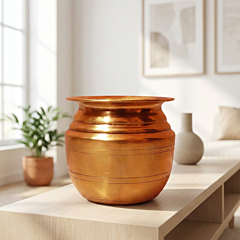 Handcrafted Traditional Brass Kalash for Puja, Decor KBH08817