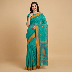Exclusive Bengal Handloom Cotton Saree | Skyblue | 5.5 meters