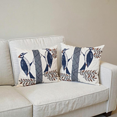 Hand Painted Cushion covers 16x16 inches set of 2 Self stripe Fabric by The Artisans of Karushilpam 