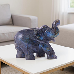 Handmade Labradorite Crystal Elephant Figurine