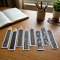 Handcrafted Pencil Shaped Bookmarks Set of 8