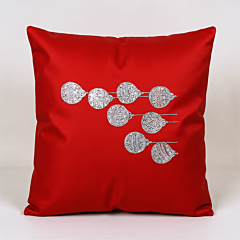 Hand-Embroidered Red Cotton Cushion Cover | 41x6x41 cm | Set of 1