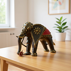 Mid-Sized Brass Elephant Figurine KBH01816
