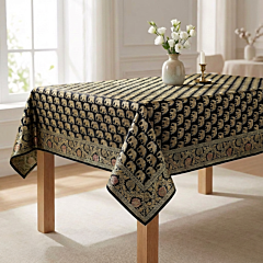 Brocade Silk Table Cloth | 1 x 1 Metre | Black