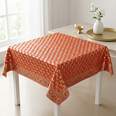Brocade Silk Table Cloth Square | 1x1 Metre | Orange