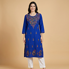 Chikan Embroidery Kurti Long
