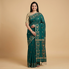 Handloom Bengal Soft Cotton Green Saree