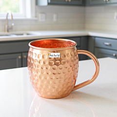 Prisha India Craft Pure Copper Mug Hammered 500 ml